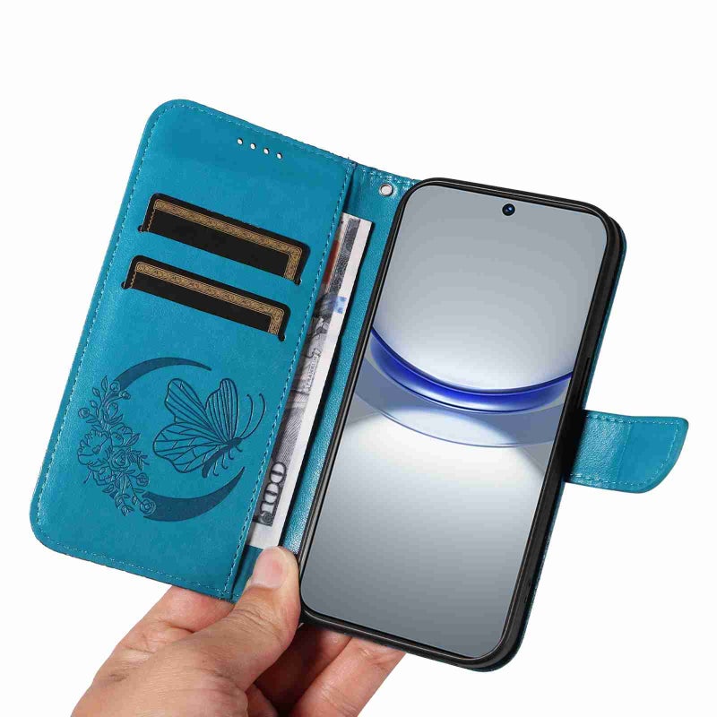 HuHa Case Cover For Huawei nova 11 5G / 12s 4G Swallowtail Butterfly Embossed Leather Phone Case(Blue) - Image 5