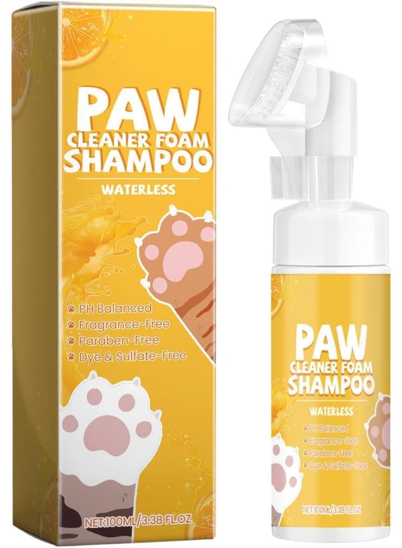 Barakah Dog Paw Cleaner, Waterless Foam Shampoo with Built-in Paw Scrubber Brush Odor Control Foot Cleaning Brush for Dogs and Cats 100ml Pet Paw Care - Image 1