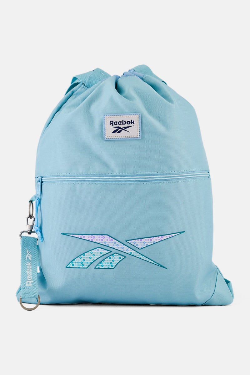 Reebok Men Brand Logo Ann Zippered Gym Bag, Turquoise  - Image 1