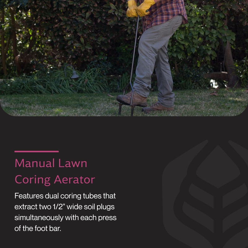 Yard Butler Manual Lawn Coring Aerator, ID-6C - Lawn Care Tool for Aerating - Long-Handled - Power-Coated Steel Construction - Comfortable Cushioned Handles Garden Tool - Easy to Use - Image 2
