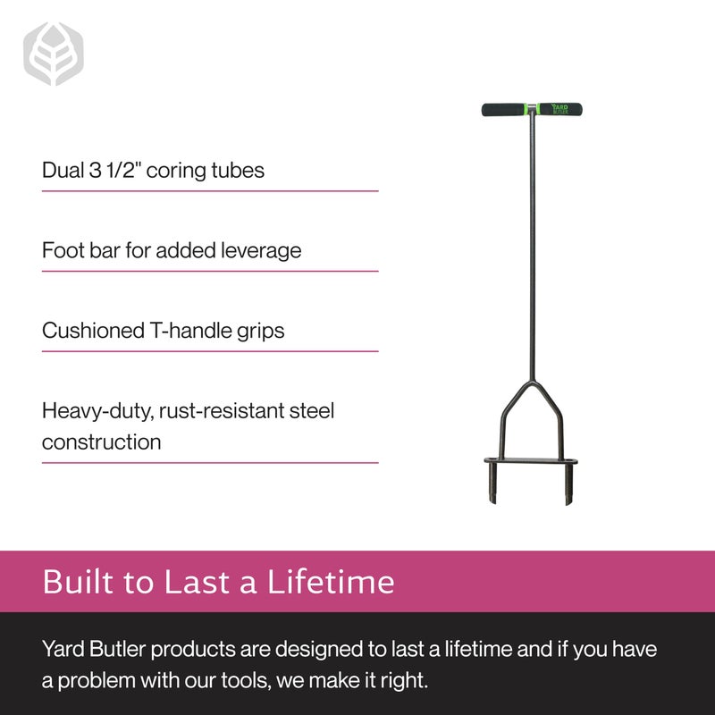 Yard Butler Manual Lawn Coring Aerator, ID-6C - Lawn Care Tool for Aerating - Long-Handled - Power-Coated Steel Construction - Comfortable Cushioned Handles Garden Tool - Easy to Use - Image 4