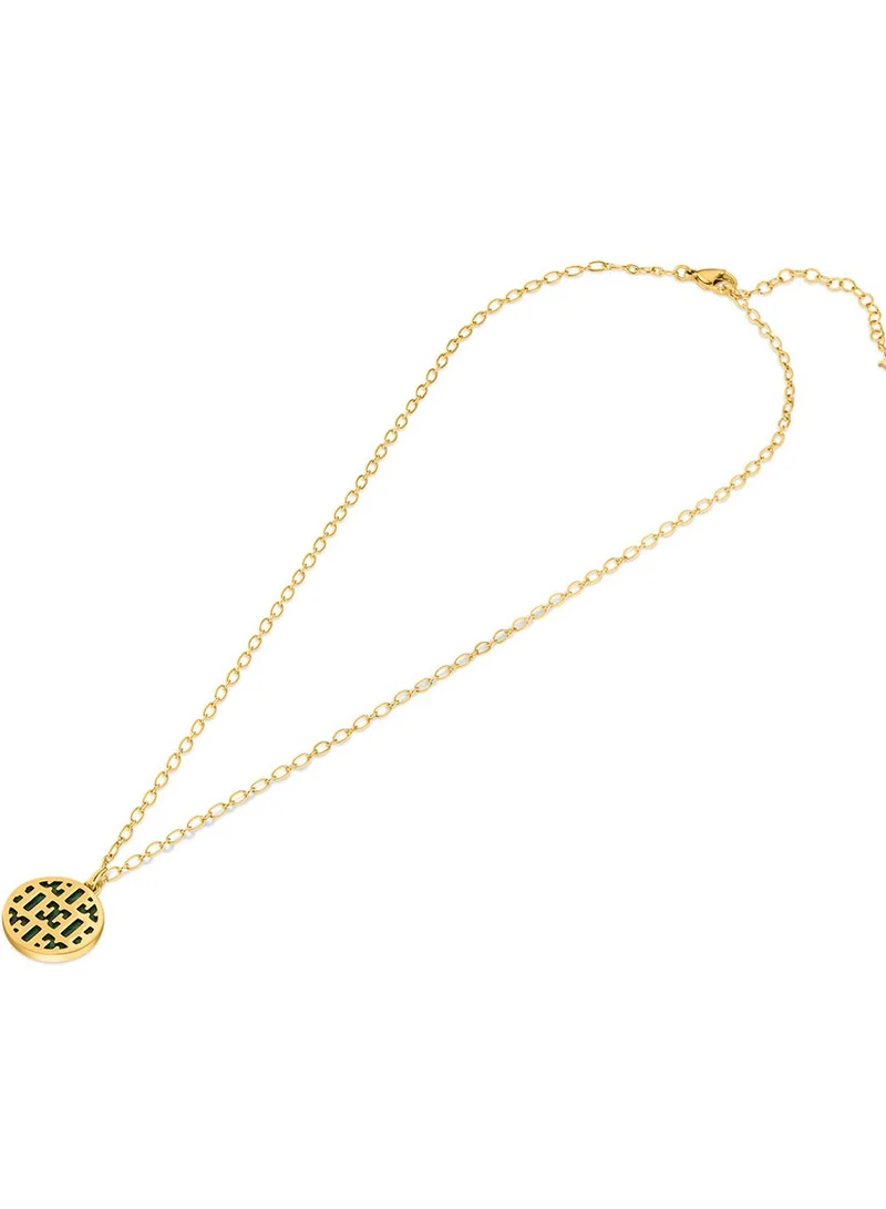 ESCADA Linda Malachite Pendant Necklace with Signature Logo