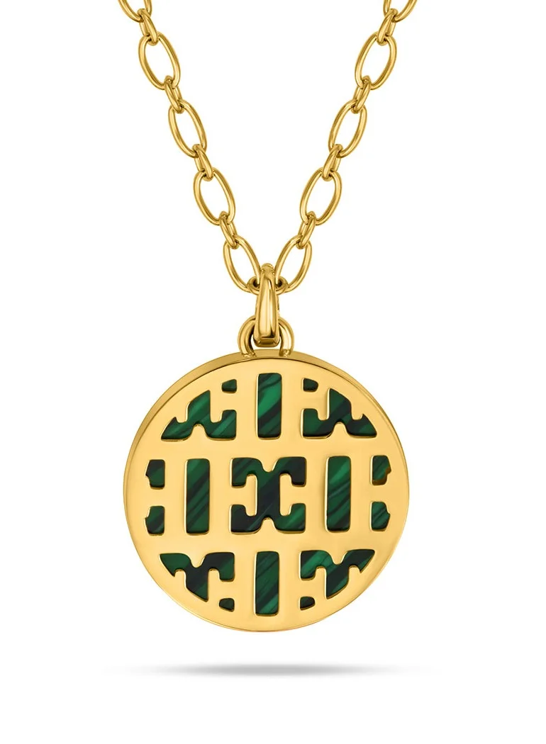ESCADA Linda Malachite Pendant Necklace with Signature Logo