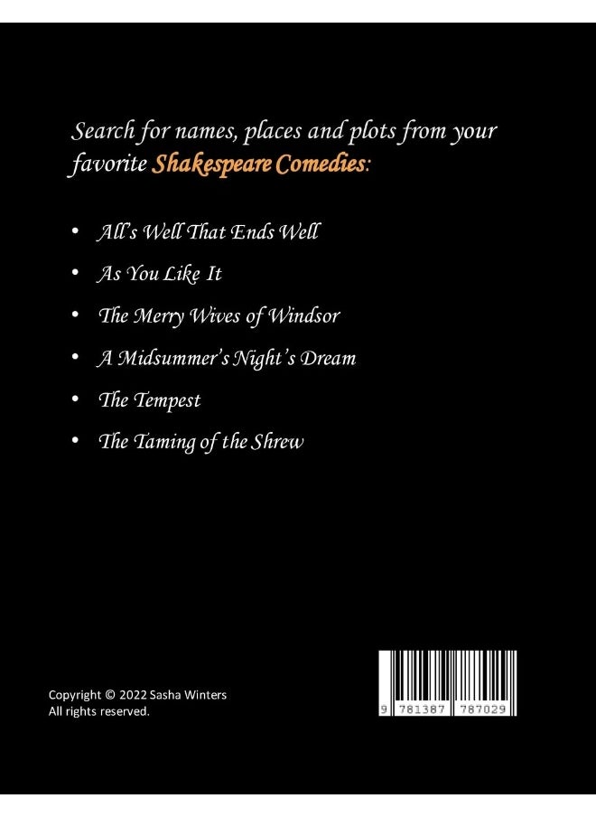 Shakespeare Word Search: Word Search Puzzle Book, William Shakespeare Comedies - The Tempest, Taming of the Shrew, As You Like It, A Midsummer's Night's Dream and More, Fun Gift for Family or Friend  - Image 2