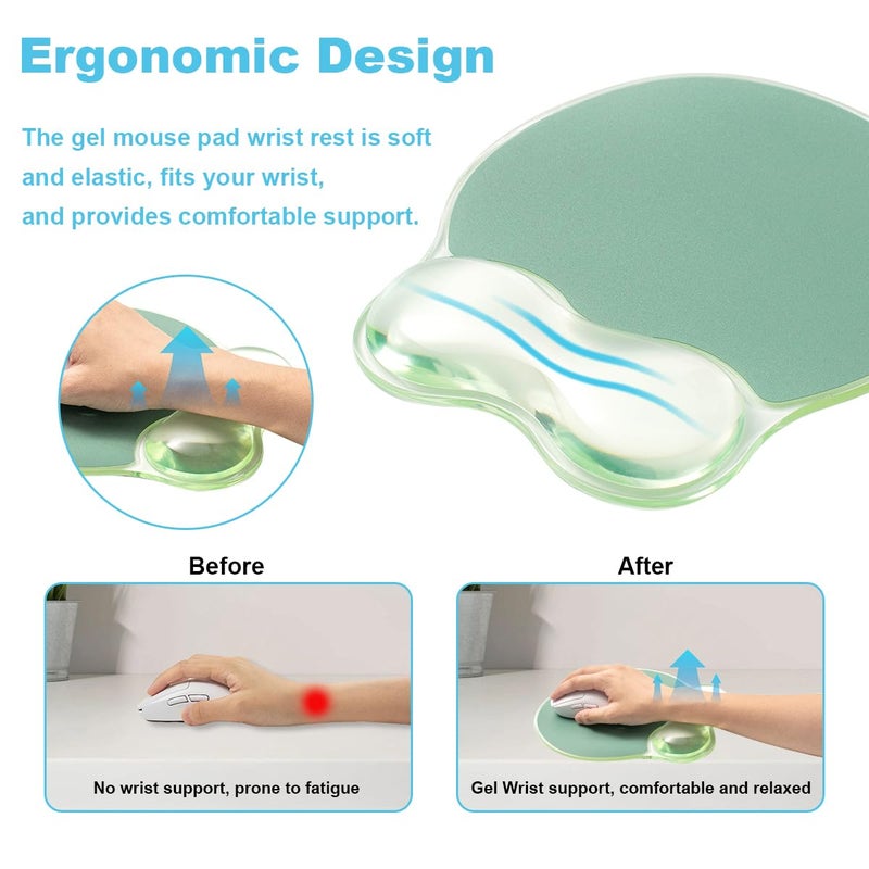 Sumgsn Gel Wrist Rest for Keyboard and Mouse - Ergonomic Green Mouse Pad with Wrist Rest Support Non-Slip Base for Desktop/Latop/Office/Home - Image 4