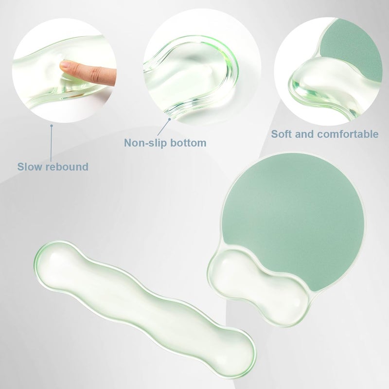 Sumgsn Gel Wrist Rest for Keyboard and Mouse - Ergonomic Green Mouse Pad with Wrist Rest Support Non-Slip Base for Desktop/Latop/Office/Home - Image 5
