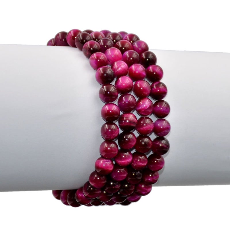 AD Beads Natural Gemstone Round Beads Stretch Bracelet Healing Reiki 8mm (Grade A Rose Tiger's Eye) - Image 3