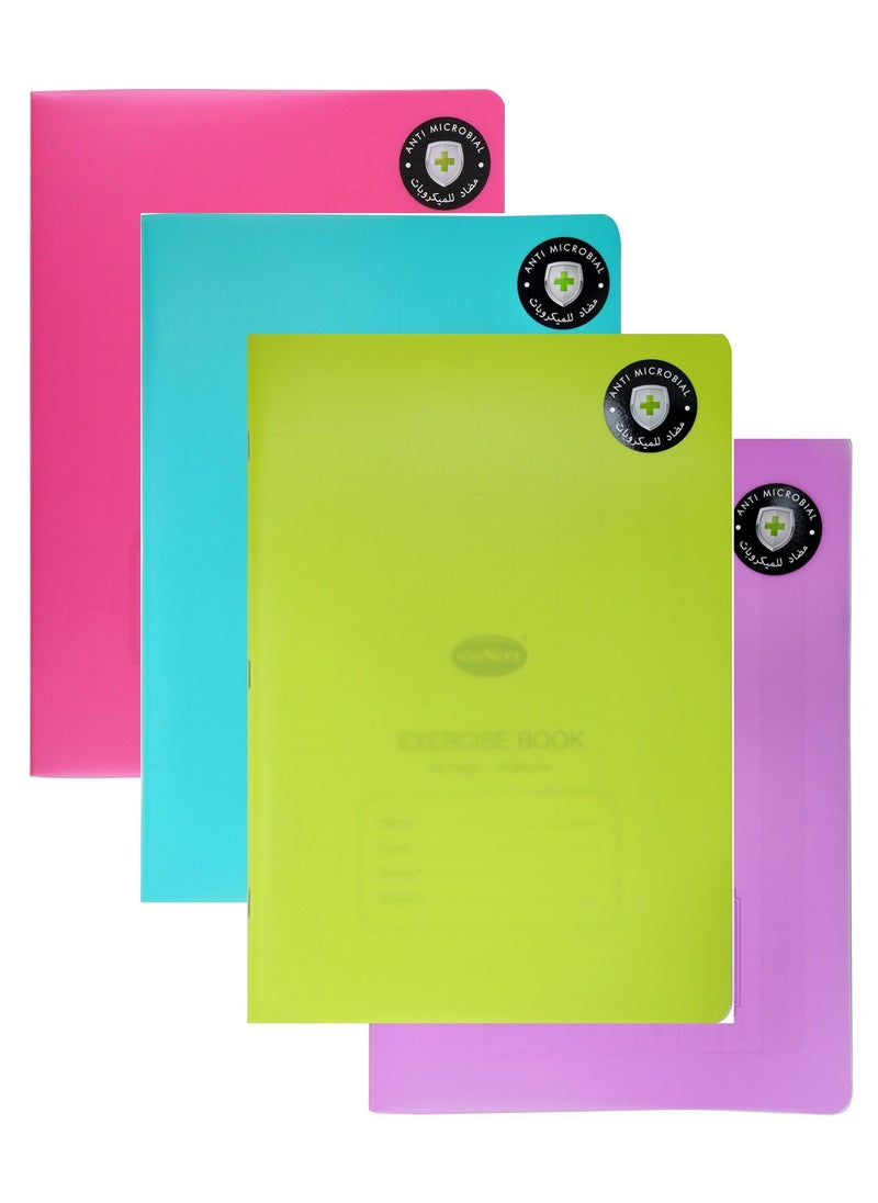 Navneet 4-Piece A4 Size Single Line Exercise Book 200 Pages With PVC Cover Multicolour  - Image 1
