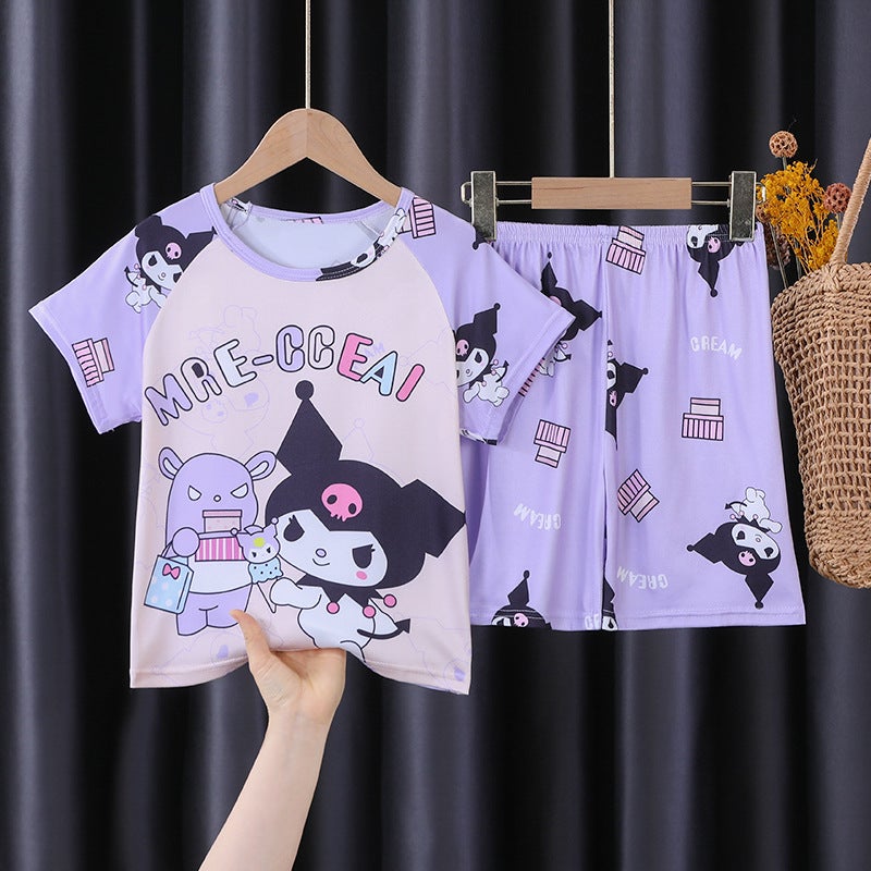 Children'S Home Clothes Set Summer Short-Sleeved Pajamas Thin Air Conditioning Clothes For Men And Women - Image 1
