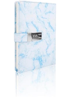 Marble Diary With Lock Refillable A5 Daily Journal 192 Pages Combination Lock Notebook For Girls Women Teens Blue Design