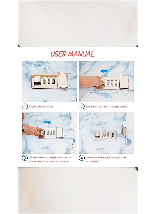erorex - Marble Diary With Lock Refillable A5 Daily Journal 192 Pages Combination Lock Notebook For Girls Women Teens Blue Design - Image 1