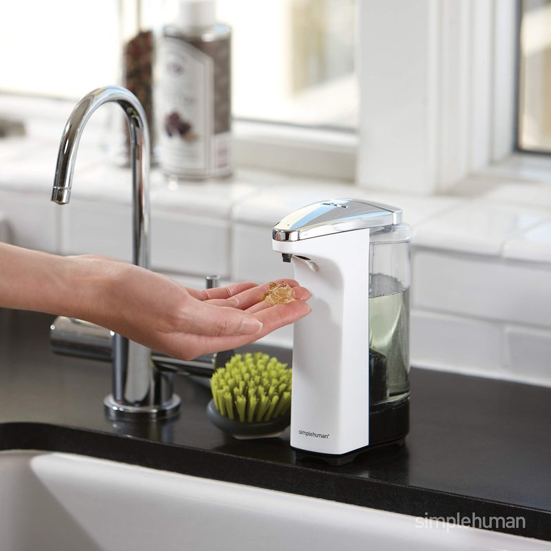 simplehuman موزع سائل الصابون بدون لمس من simplehuman سعة 8 أونصات مع عينة صابون، نيكل مصقول - Image 2