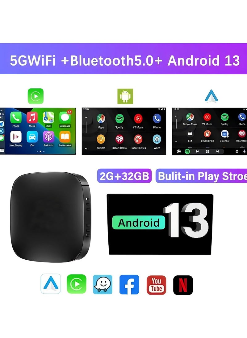 Generic Wireless CarPlay Adapter Supports YouTube, Netflix & More Wired CarPlay to Wireless Dongle, AI Box CarPlay 2 in 1 Wireless AI Box Plug & Play 2+32G  - Image 4