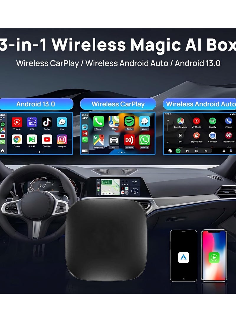 Wireless CarPlay Adapter Supports YouTube, Netflix & More Wired CarPlay to Wireless Dongle, AI Box CarPlay 2 in 1 Wireless AI Box Plug & Play 2+32G
