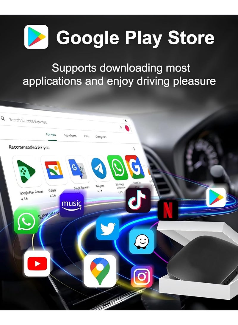 Wireless CarPlay Adapter Supports YouTube, Netflix & More Wired CarPlay to Wireless Dongle, AI Box CarPlay 2 in 1 Wireless AI Box Plug & Play 2+32G