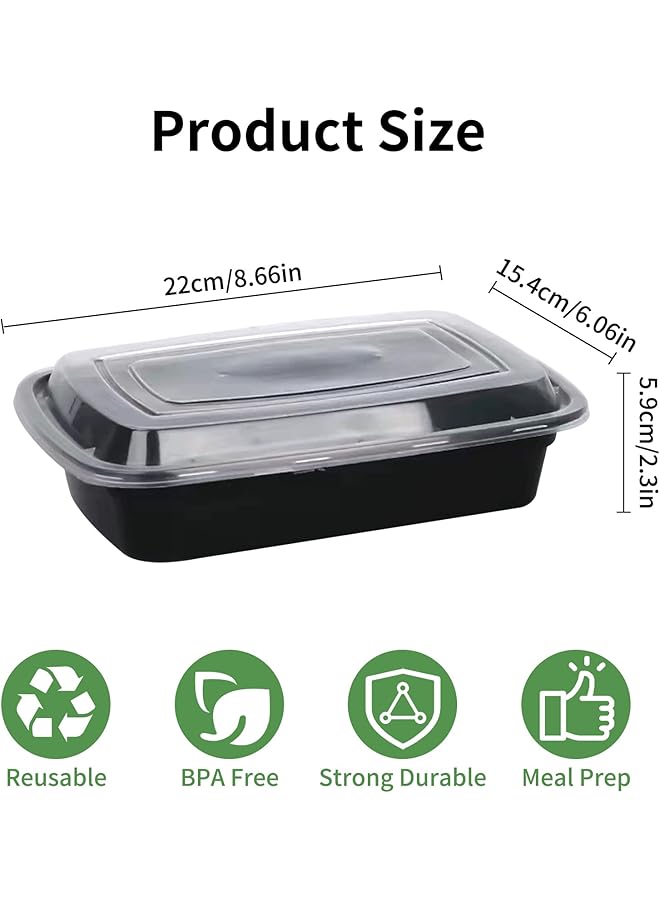 SAGREENY 50 Pack Meal Prep Containers 38 Oz, Rectangular Reusable Storage Lunch Boxes, Plastic Food Prep Containers With Lids, Stackable, Microwave, Freezer, Dishwasher Safe To Go Containers For Meal Prep - Image 3