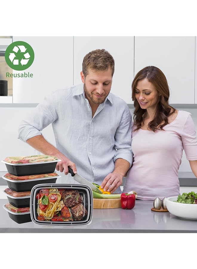 SAGREENY 50 Pack Meal Prep Containers 38 Oz, Rectangular Reusable Storage Lunch Boxes, Plastic Food Prep Containers With Lids, Stackable, Microwave, Freezer, Dishwasher Safe To Go Containers For Meal Prep - Image 2