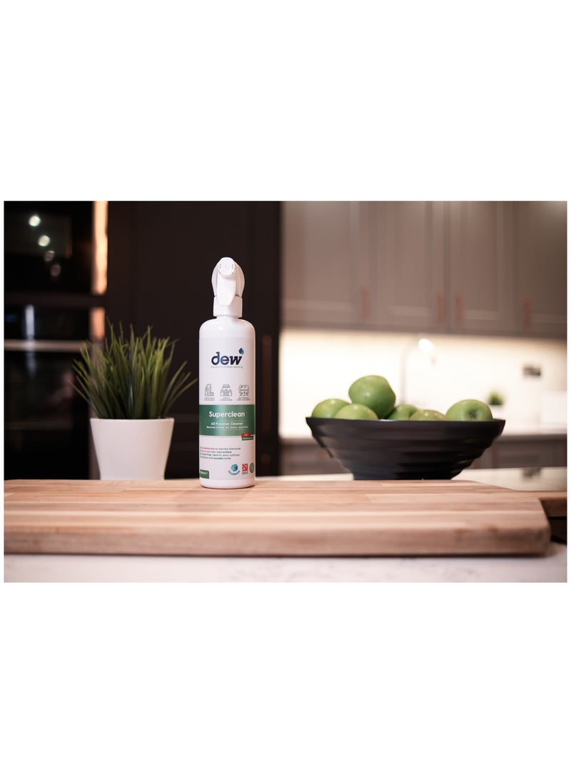 ديو Dew Superclean 500 مل، خالٍ من العطور، منظف مضاد للبكتيريا لجميع الأغراض، منظف خالٍ من الشطف، مثالي للأسطح المتعددة لأسطح العمل والمواقد وأدوات الطبخ والزجاج والفولاذ المقاوم للصدأ والمزيد، خالٍ من خطوط الكحول  - Image 2