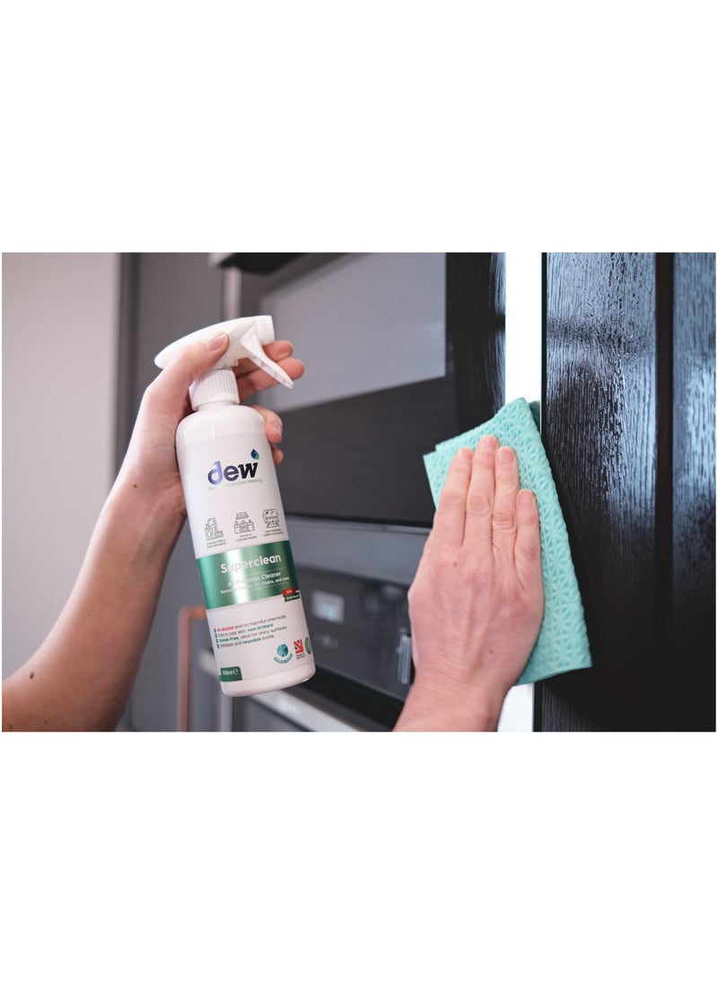 ديو Dew Superclean 500 مل، خالٍ من العطور، منظف مضاد للبكتيريا لجميع الأغراض، منظف خالٍ من الشطف، مثالي للأسطح المتعددة لأسطح العمل والمواقد وأدوات الطبخ والزجاج والفولاذ المقاوم للصدأ والمزيد، خالٍ من خطوط الكحول  - Image 5