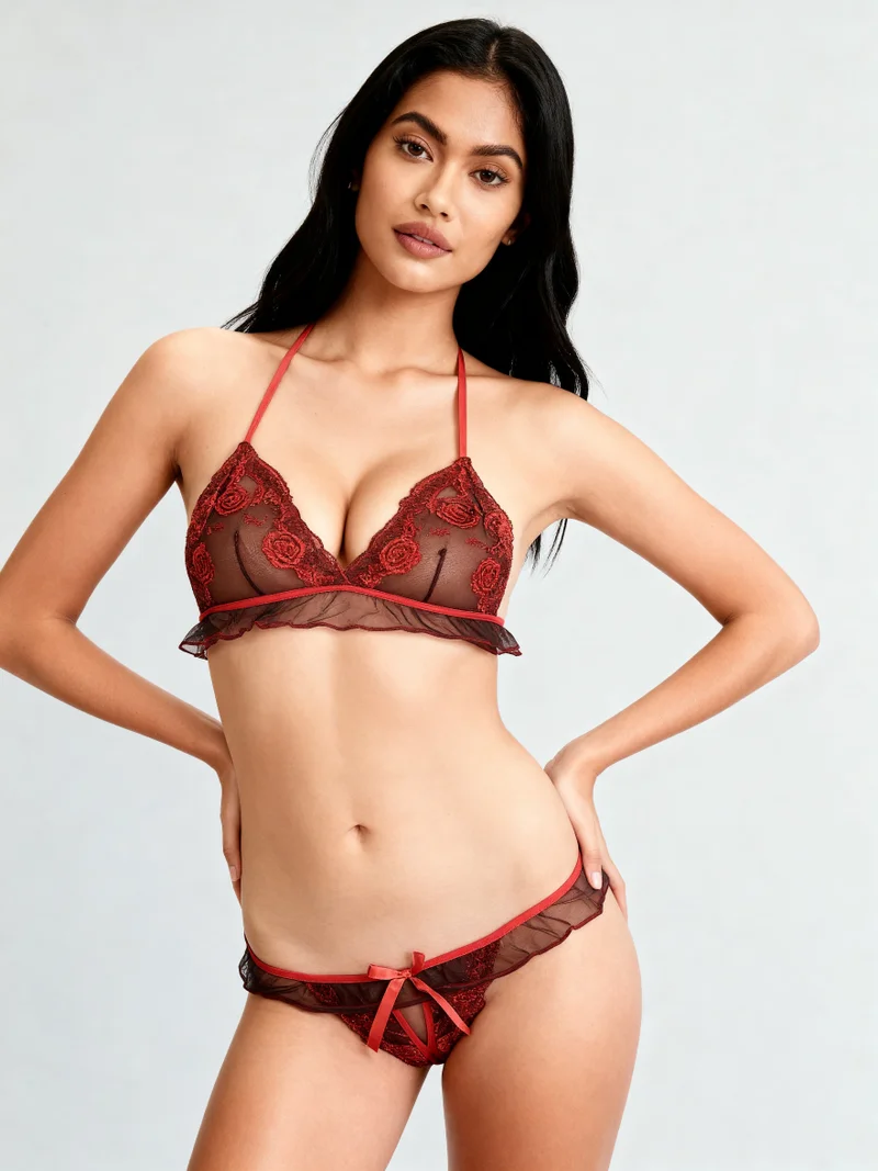 ليس اند مي  Sexy Lace Lingerie Set for Women – Designer Bra & Matching Panty | Romantic Intimates Wear