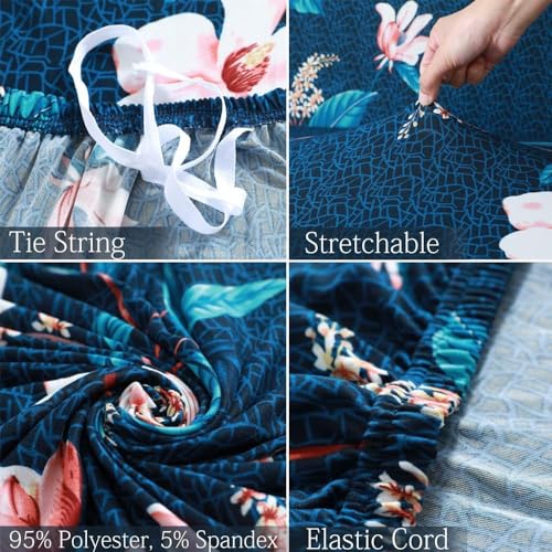 B BESTILO Sofa Cover 3 Seater and 2 Seater Fully Covered Universal 5 Seater Sofa Cover Non-Slip Sticky Elastic Stretchable Sofa Set Imported Slipcover Protector (Blue Lotus, Five Seater (3+1+1)) - Image 4