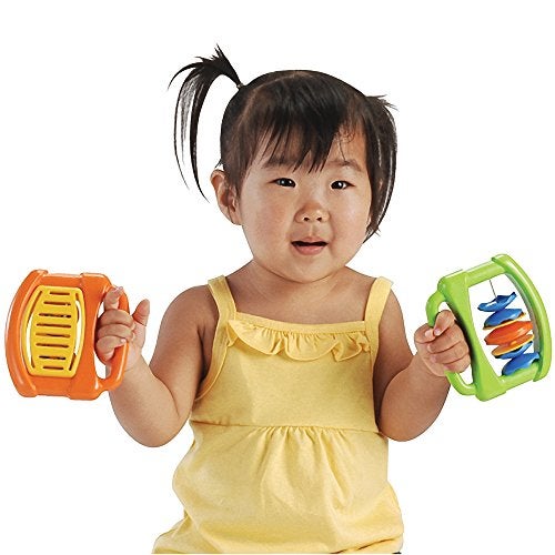Constructive Playthings Rhythm Band Baby Musical Toys Plastic Handles for Easy Grip Daycare Essentials Early Learning Set of 4 Unique Instruments 6 Months Up - Image 1