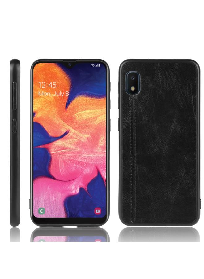 اس-توب جراب لهاتف Galaxy A10e مقاوم للصدمات بنمط جلد البقر المخيط من مادة PC + PU + TPU - Image 1