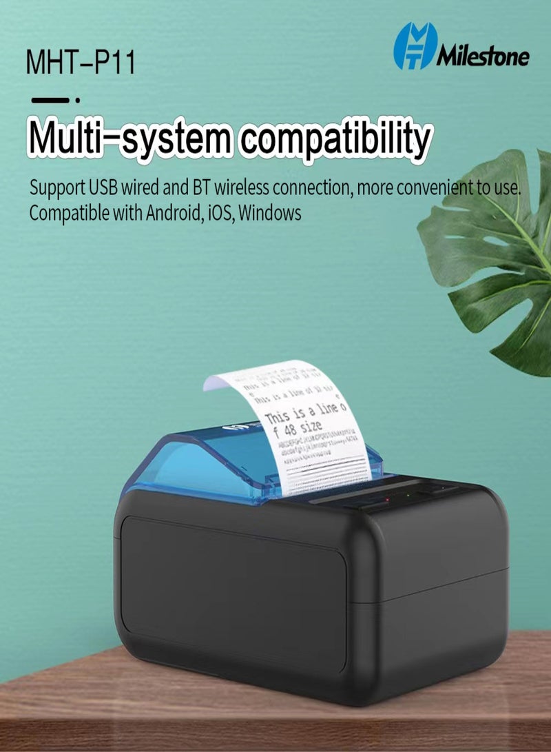 Milestone MHT-P11 58mm Portable Thermal Receipt Printer Support BT/USB Connection for Supermarket Restaurant Store Warehouse - Image 4
