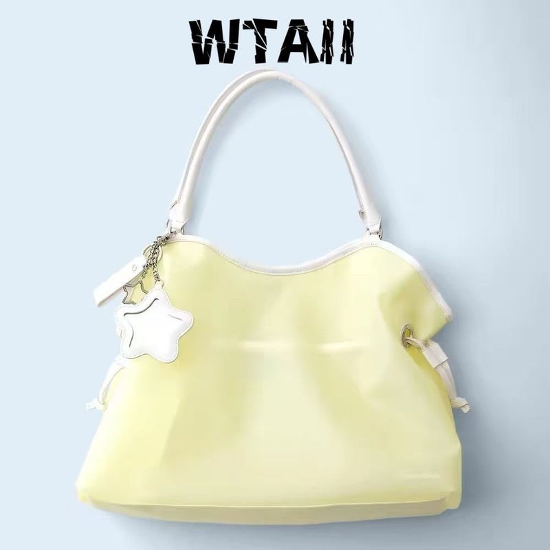 Korean Jelly Women's PVC Handbag with Star Mirror Charm, Summer Beach Bucket Bag - Image 2