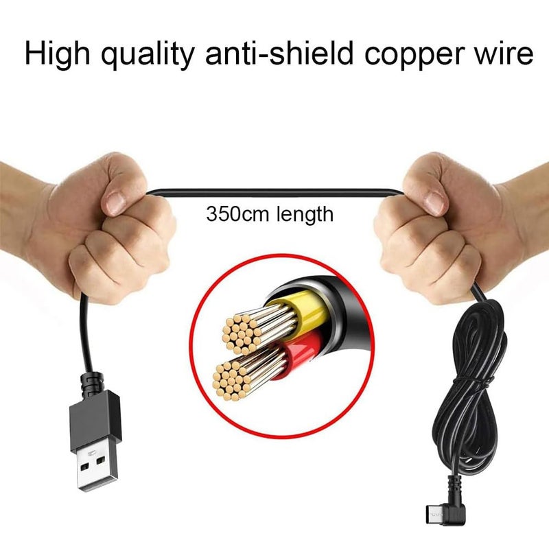 Gebildet Dash Cam Cable for USB C Dash Cam,11.5FT L Angle Type C Adapter Dash Camera Power Cord,Dashcam Charger Cord for Mirror Camera,Driving Recorder,Car DVR - Image 3