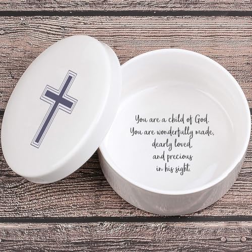 kullder Keepsake First Communion for Girls Boys, Baptism Precious Moments, Jewelry Ceramic Box Plays Child of God, Godchild Birthday Kids Child, Godparent Christmas Gift, Christening Gift and Baby Shower - Image 1