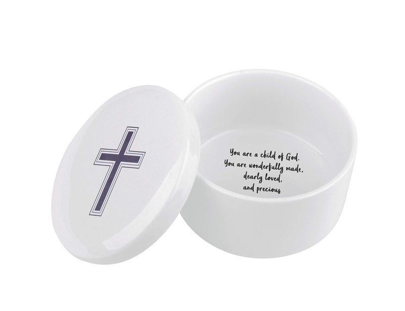 kullder Keepsake First Communion for Girls Boys, Baptism Precious Moments, Jewelry Ceramic Box Plays Child of God, Godchild Birthday Kids Child, Godparent Christmas Gift, Christening Gift and Baby Shower - Image 3