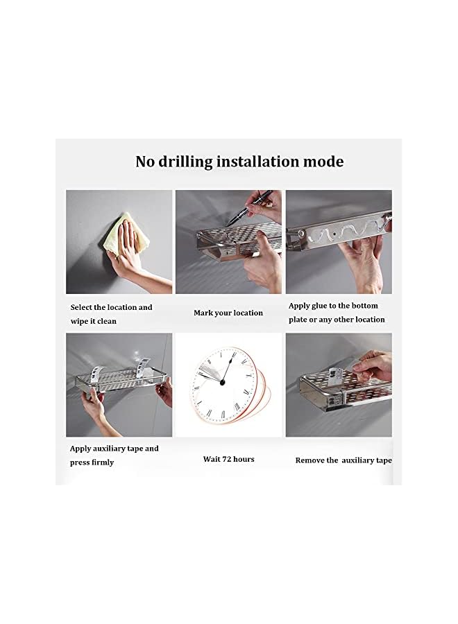 Raxoom Drilling Adhesive Shower Shelves,Stainless Steel Bathroom Kitchen Organizers , Wall Mount Corner Shower Caddy for Bathroom Kitchen Storage (ZWJ-60) - Image 3