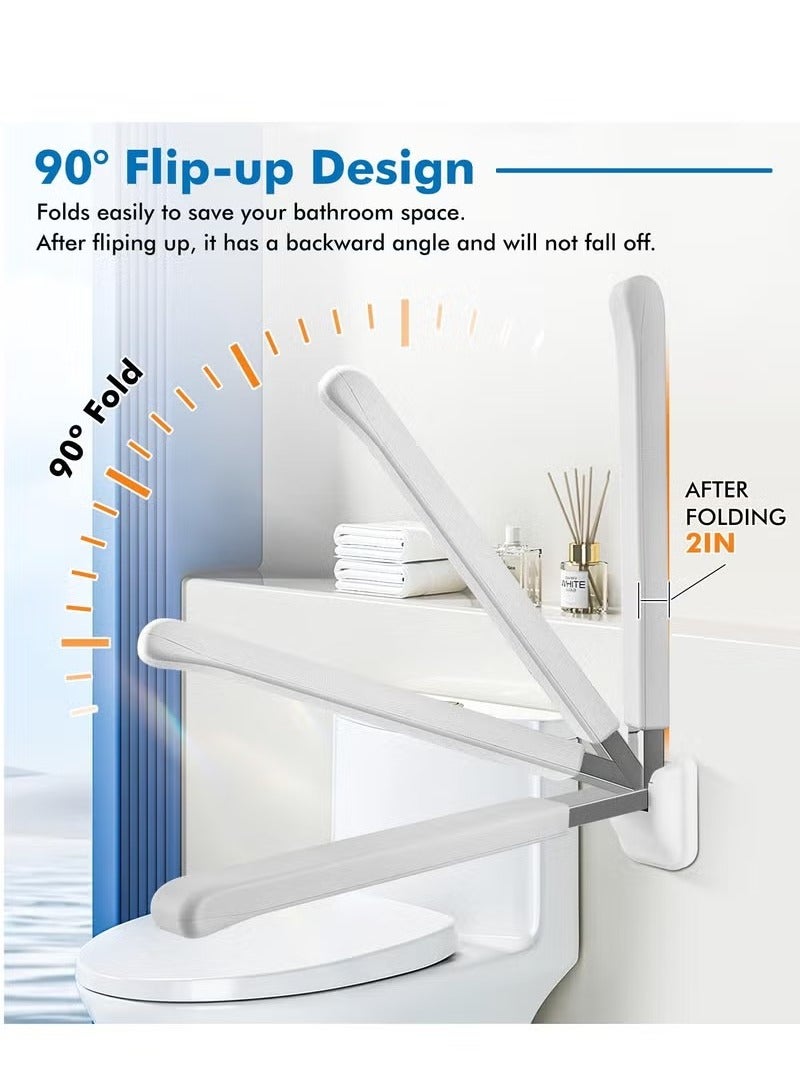 Beauenty Flip Up Grab Bar 70cm Toilet Grab Folding Handicap Non-Skid Anti-knock Safety Handrails for Elderly Seniors Disabled Pregnant  - Image 3