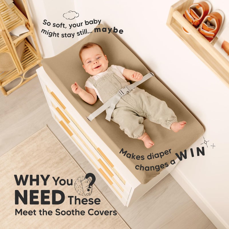 KeaBabies 2-Pack Organic Changing Pad Covers for Girl, Boy, Neutral - 100% Cotton Changing Table Pad Cover, Soft Baby Nursery Diaper Changing Pad Sheets, Contour Changing Pads Liners, Change Pad Cover (Pecan) - Image 2
