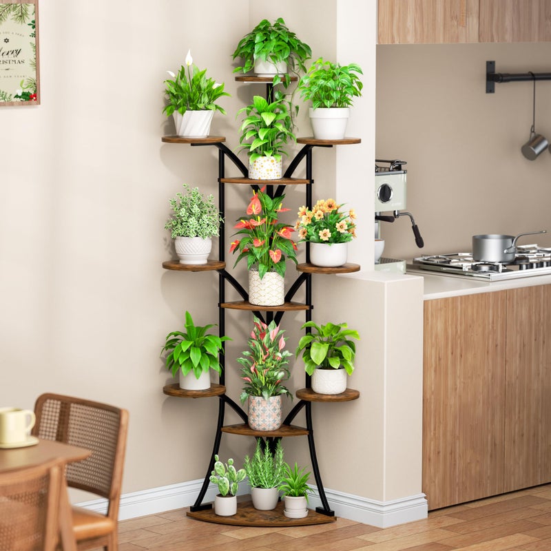 LATIBELL Plant Stand Indoor with Grow Lights-63'' Tall Plant Shelf, Corner Plant Stands for Indoor Growing, Tiered Plant Shelves Large Flower Holder for Indoor Plants, V-Shaped Decorative Rack for Home, Black - Image 4