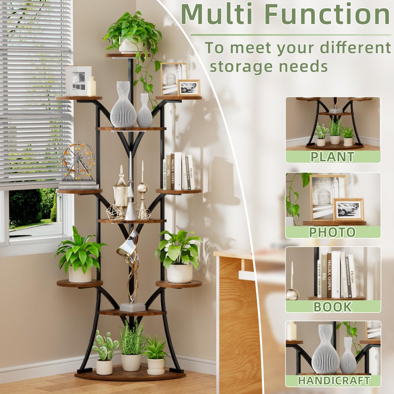 LATIBELL Plant Stand Indoor with Grow Lights-63'' Tall Plant Shelf, Corner Plant Stands for Indoor Growing, Tiered Plant Shelves Large Flower Holder for Indoor Plants, V-Shaped Decorative Rack for Home, Black - Image 5