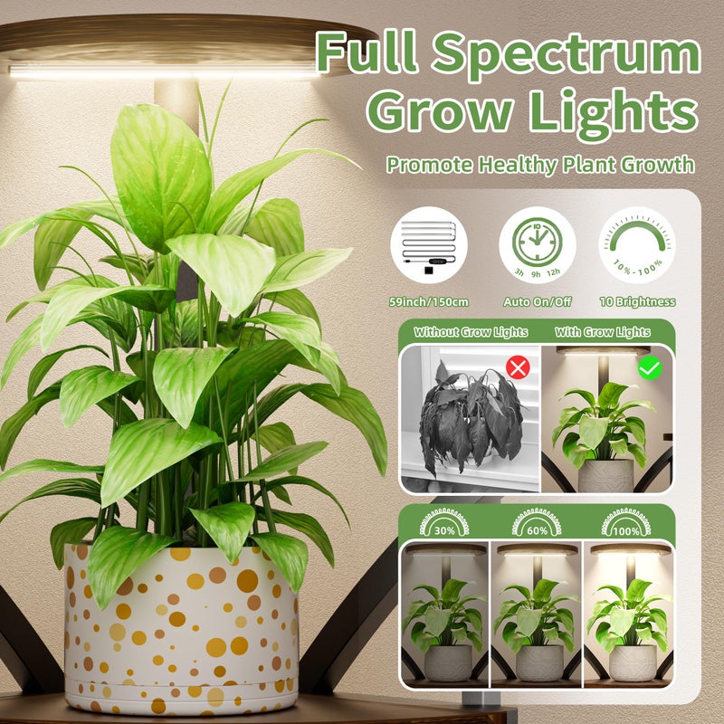 LATIBELL Plant Stand Indoor with Grow Lights-63'' Tall Plant Shelf, Corner Plant Stands for Indoor Growing, Tiered Plant Shelves Large Flower Holder for Indoor Plants, V-Shaped Decorative Rack for Home, Black - Image 3