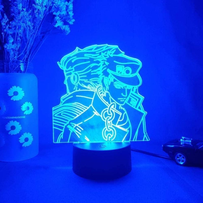 3D Illusion Lamp 3D Anime Lamp JoJo s Bizarre Adventure JoJo Silhouette Laser Engraved Upward Lighting Novelty Gift Night Lights Bedroom Decor -7 Colors Remote - Image 2