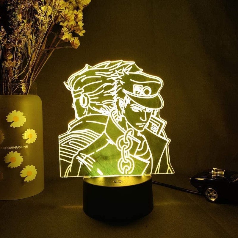3D Illusion Lamp 3D Anime Lamp JoJo s Bizarre Adventure JoJo Silhouette Laser Engraved Upward Lighting Novelty Gift Night Lights Bedroom Decor -7 Colors Remote - Image 4