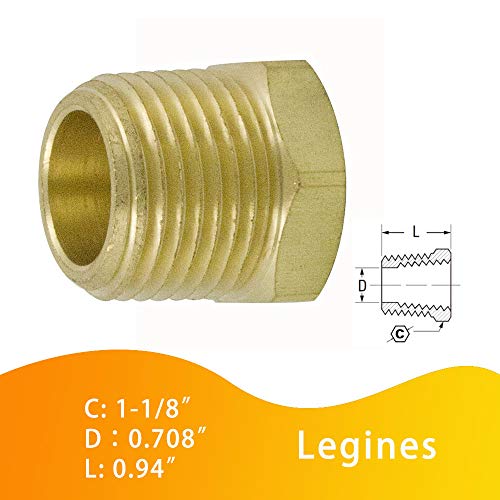 Legines محول نحاسي لربط الأنابيب - بوشينغ سداسي 3/4" NPT ذكر x 3/8" NPT أنثى 1200psi (عبوة من 2)  - Image 4