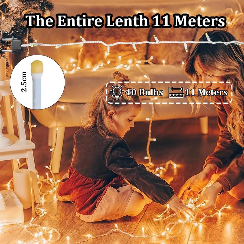 fizzytech 40 LED Rice Light for Decoration Strip and Series Light for Diwali Christmas Lights of Home Decoration Bedroom Wedding Birthday Party Patio 11 Meter Pack of 5 Warm White - Image 5
