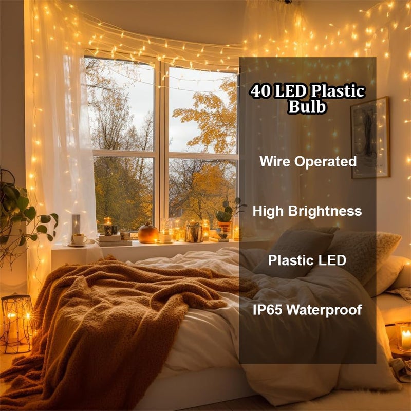 fizzytech 40 LED Rice Light for Decoration Strip and Series Light for Diwali Christmas Lights of Home Decoration Bedroom Wedding Birthday Party Patio 11 Meter Pack of 5 Warm White - Image 4