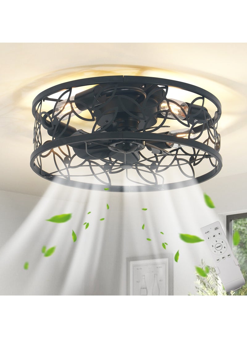 18in Caged Ceiling Fan with Light,Rustic Farmhouse Ceiling Fans with Lights and Remote,Bladeless Black Fandelier Ceiling Fan,Small Flush Mount Ceiling Fan for Kitchen, Bedroom（6 Speed, Timing） - pzsku/Z36400FB635422ECD98C0Z/45/_/1723773485/bc493ad4-01fd-4dc7-901f-68b7e27bf75e