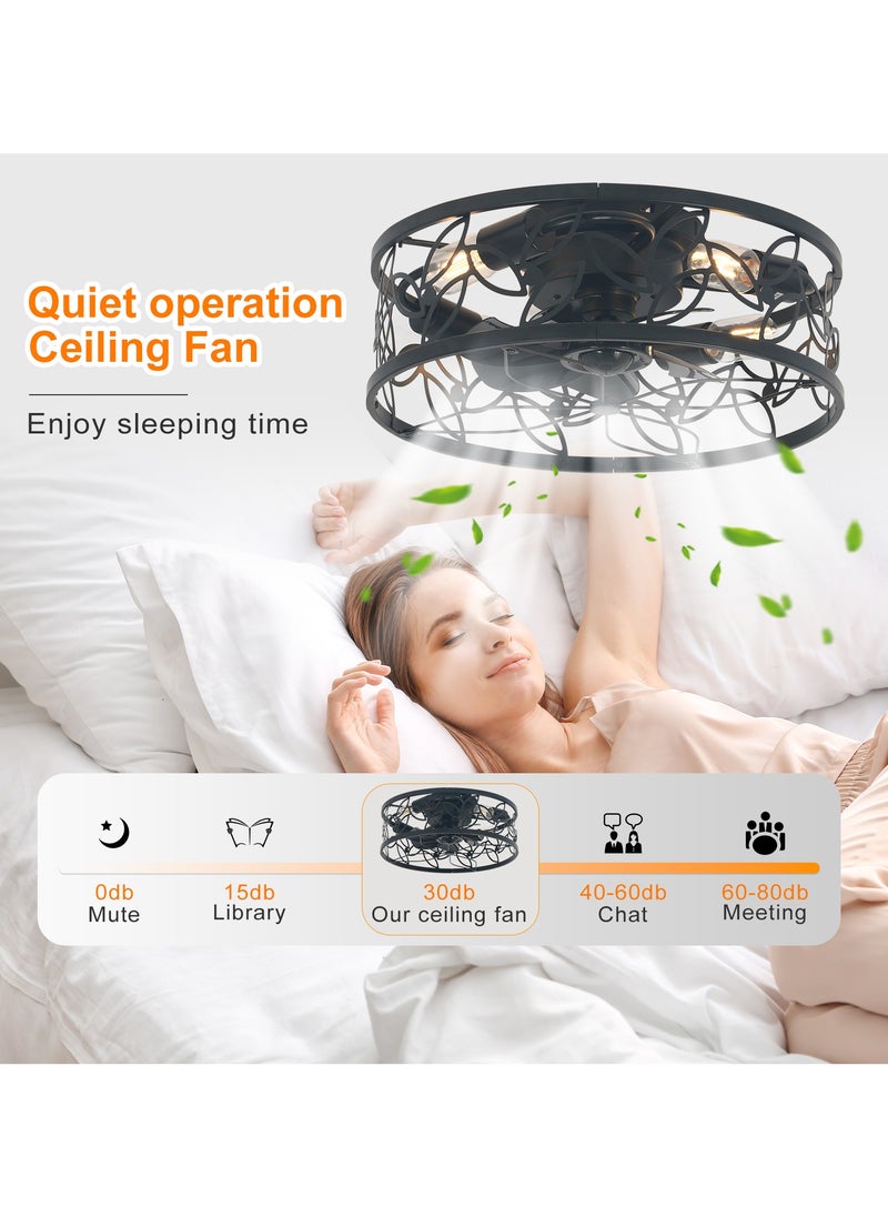 18in Caged Ceiling Fan with Light,Rustic Farmhouse Ceiling Fans with Lights and Remote,Bladeless Black Fandelier Ceiling Fan,Small Flush Mount Ceiling Fan for Kitchen, Bedroom（6 Speed, Timing） - pzsku/Z36400FB635422ECD98C0Z/45/_/1723773495/321ed778-b1f9-4bab-877b-c1e16e57ca4b