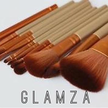 Glamza مجموعة فرش مكياج للوجه والعين والشفتين من غلمازا 12 قطعة باللونين الذهبي والأبيض مع علبة معدنية - Image 4