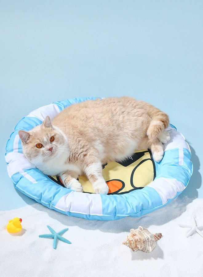 اليسا بساط تبريد للحيوانات الأليفة على شكل رسوم كرتونية للقطط والكلاب، وسادة صيفية ناعمة ومريحة ورائعة (أزرق) - Image 1