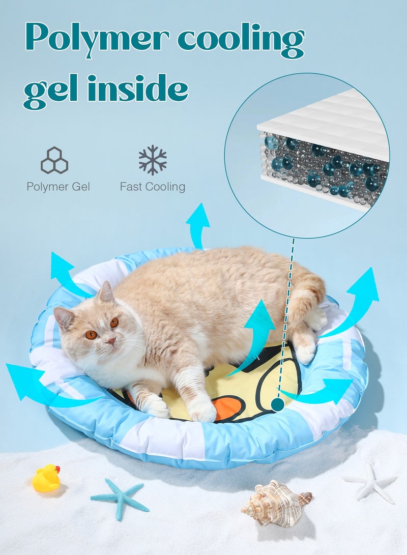 اليسا بساط تبريد للحيوانات الأليفة على شكل رسوم كرتونية للقطط والكلاب، وسادة صيفية ناعمة ومريحة ورائعة (أزرق) - Image 3