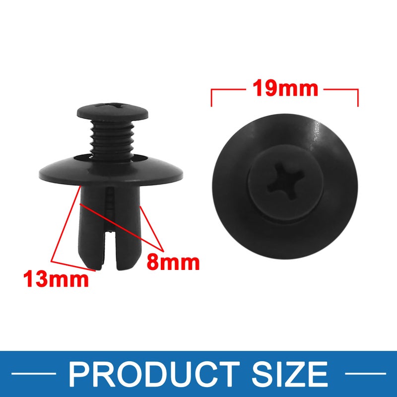 A ABSOPRO Plastic Rivets 8mm Fasteners Expansion Fasteners Inner Fixing Clips Black (Set of 100) - Image 3