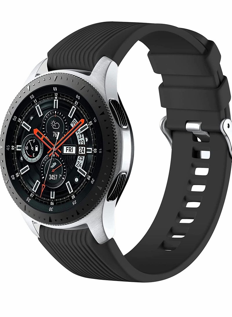 SYOSI Silicone Watch Strap for Samsung Galaxy Watch/Gear S3/Watch With a Lug Width of 22mm, Soft Silicone Sport Wristband Replacement Straps, Vertical Grain Strap, for Men Women (Black) - Image 1